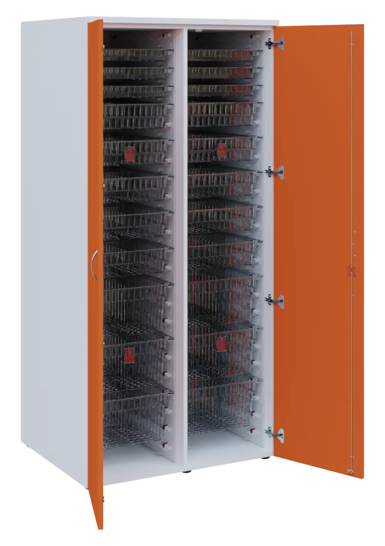 EUROMEDICA D - 90 TRANSPARENT skříň léková boxová, 2-dveřová, 1950x900x735, korpus bílý, dvířka mand